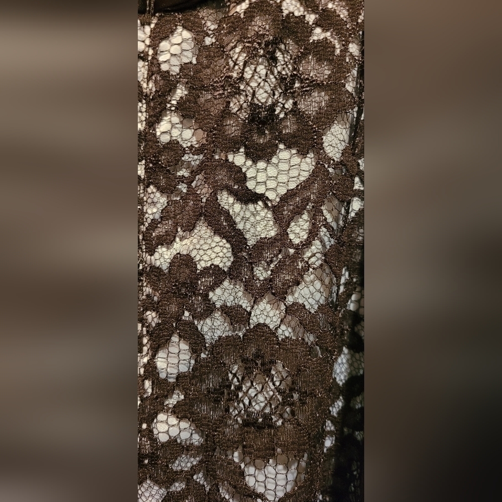 NWT $139 Coldwater Creek Women's Sleeveless Brownish Black Lace over Satin Dress - Picture 3 of 8